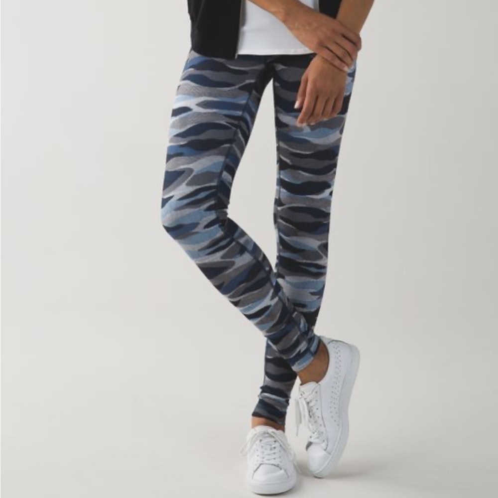 LULULEMON Wunder Under Pant Hi-Rise Mini Coast Camo Deep Navy Multi Size 4
